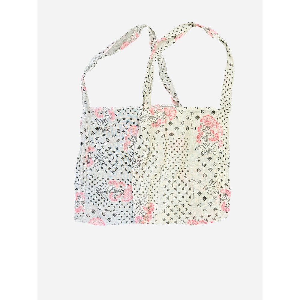 Free People Reusable Shopping Tote Bag Floral‎ Stars Polka Dots set of 2